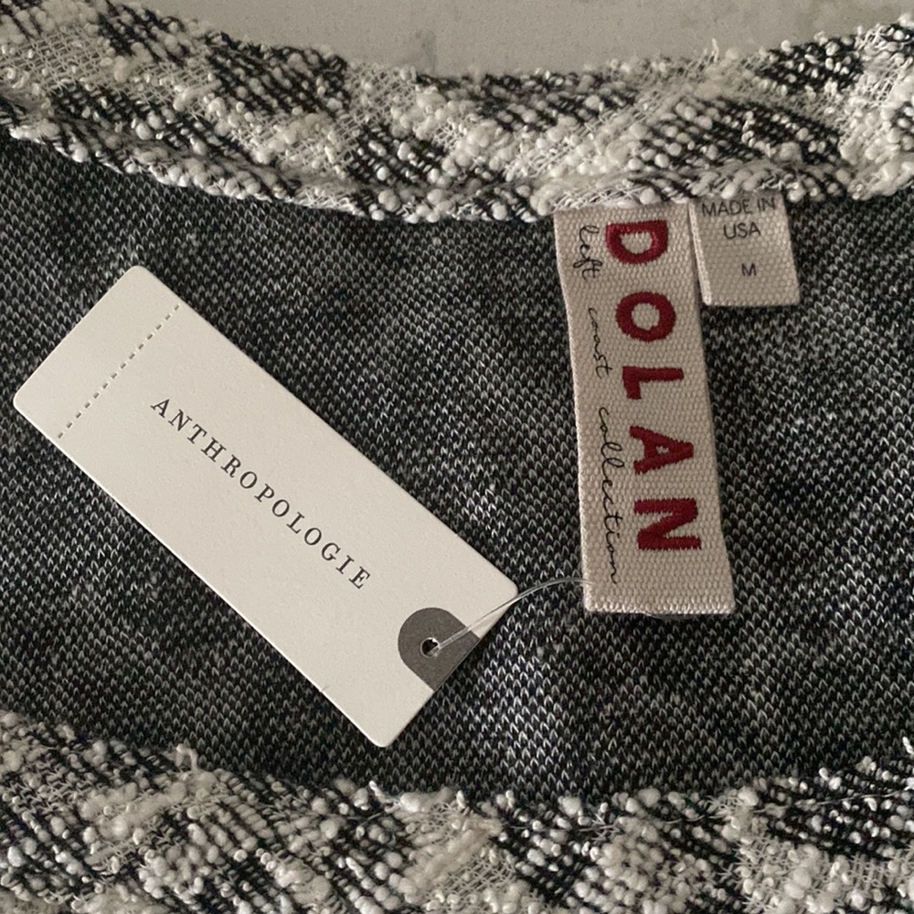 NWT Dolan Anthropologie Asymmetrical Black & White Tweed Ruffle Top-Size Medium - Picture 13 of 14